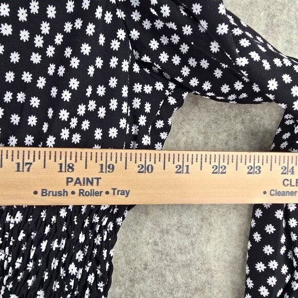 Black Polka Dot Womens Dress Plus Size 4XL Long-Sleeve Lightweight Polyester - Picture 7 of 7